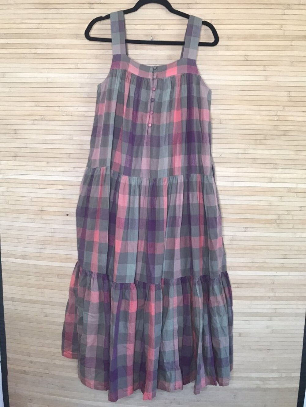 Faherty Marina Dress Desert Plaid tiered maxi sz XS